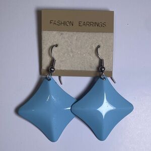 Blue Diamond-Shaped Earrings